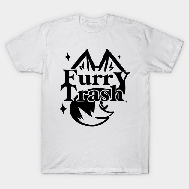 Furry Trash Black T-Shirt by FloofflebuttArts